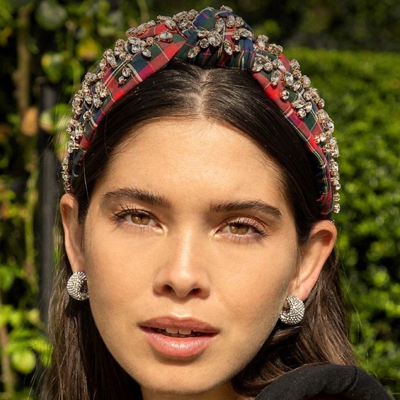 LELE SADOUGHI PLAID TARTAN HOLIDAY LIMITED EDITION CRYSTAL HEADBAND BLOGGER FAV - Picture 3 of 5